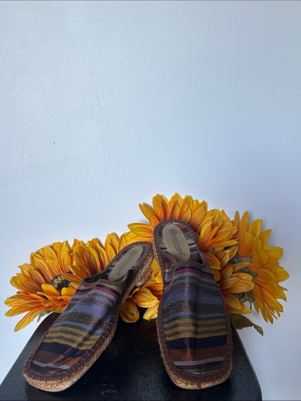 Rare Vintage Andre Assous Made in France Original Raffia Espadrille Mules